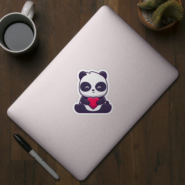 Cute panda sitting and holding love by Catalyst Labs